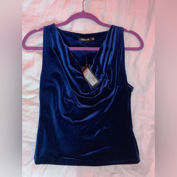 Blue Velvet Top / Blouse with Sach - Medium - Picture 1 of 4